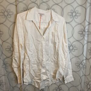 Woman's Long Sleeve Button-Down Shirt - Knox Rose - Ivory Size Large